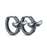 Dragonfly Hoop Huggie Earrings Lab Created Opal 925 Sterling Silver