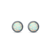 Round Half Ball Stud Earrings Created Opal 925 Sterling Silver (6mm)