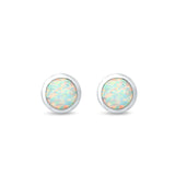 Round Half Ball Stud Earrings Created Opal 925 Sterling Silver (6mm)