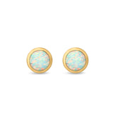 Round Half Ball Stud Earrings Created Opal 925 Sterling Silver (6mm)