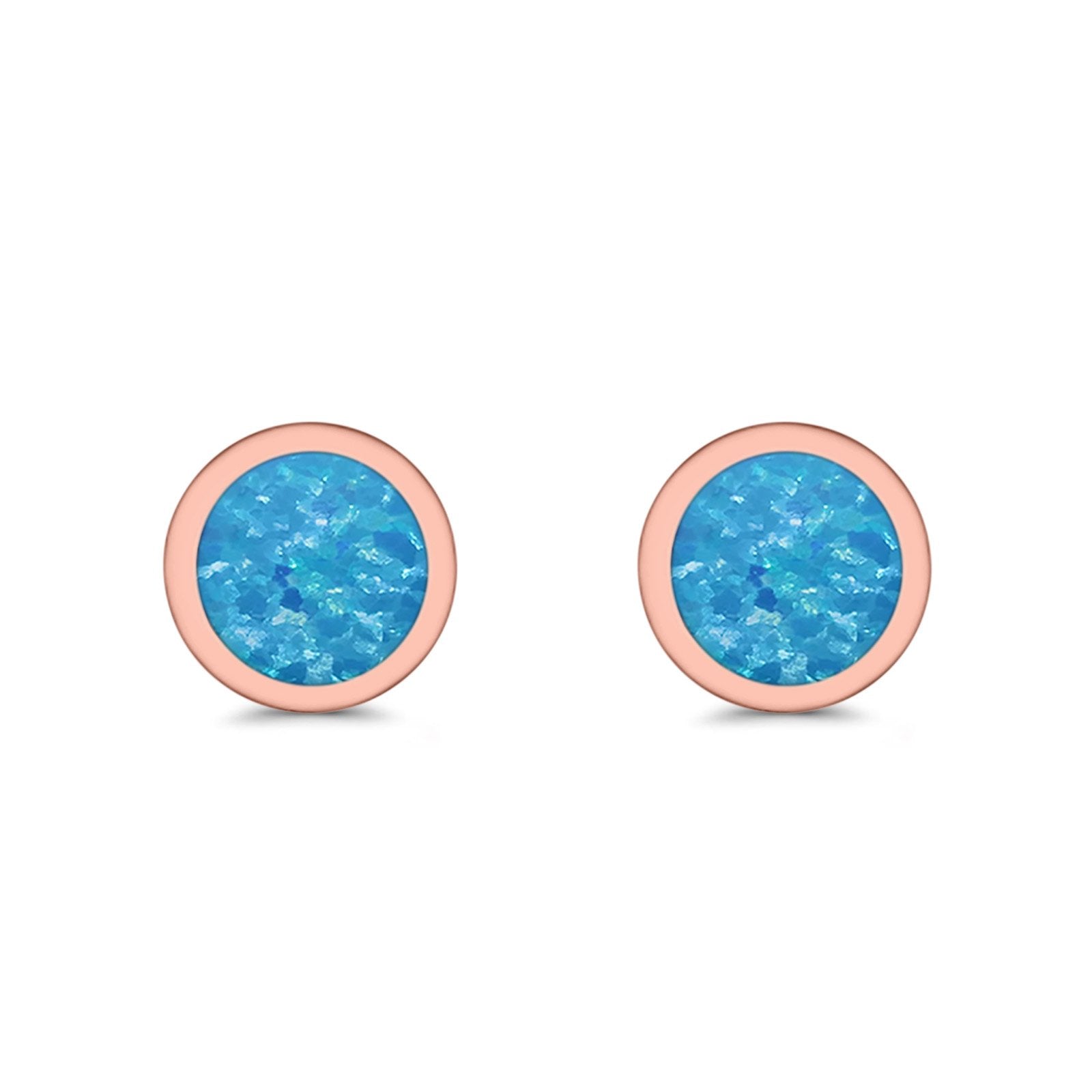 Round Stud Earrings Lab Created Opal 925 Sterling Silver (4mm-10mm)