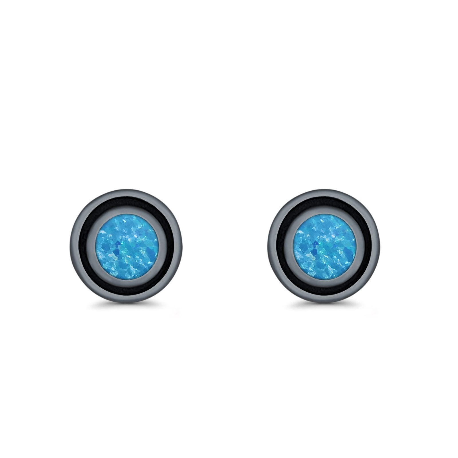 Stud Earrings Round Bali Lab Created Opal 925 Sterling Silver (5mm-10mm)