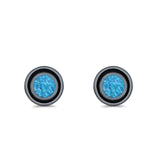 Stud Earrings Round Bali Lab Created Opal 925 Sterling Silver (5mm-10mm)