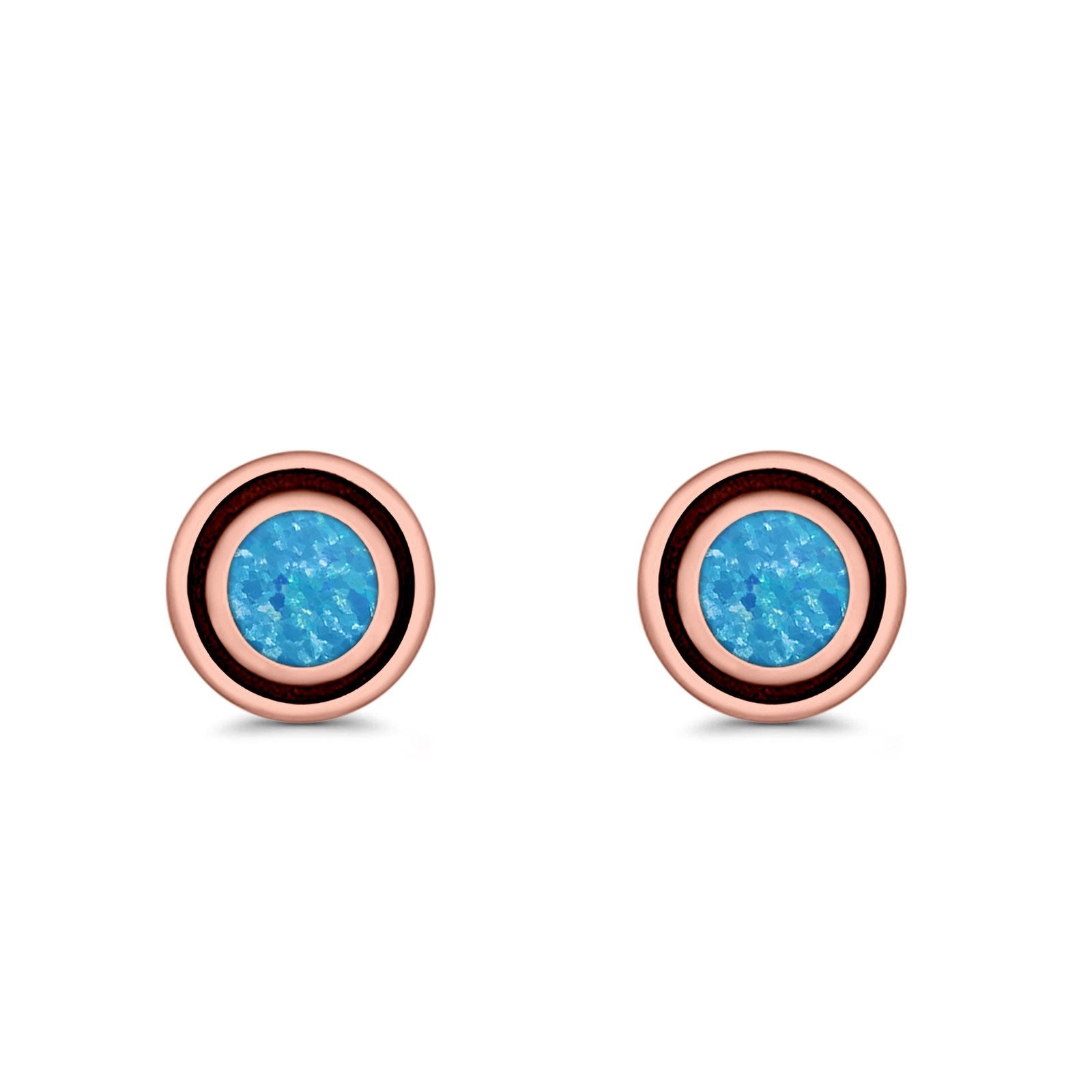 Stud Earrings Round Bali Lab Created Opal 925 Sterling Silver (5mm-10mm)