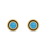 Stud Earrings Round Bali Lab Created Opal 925 Sterling Silver (5mm-10mm)