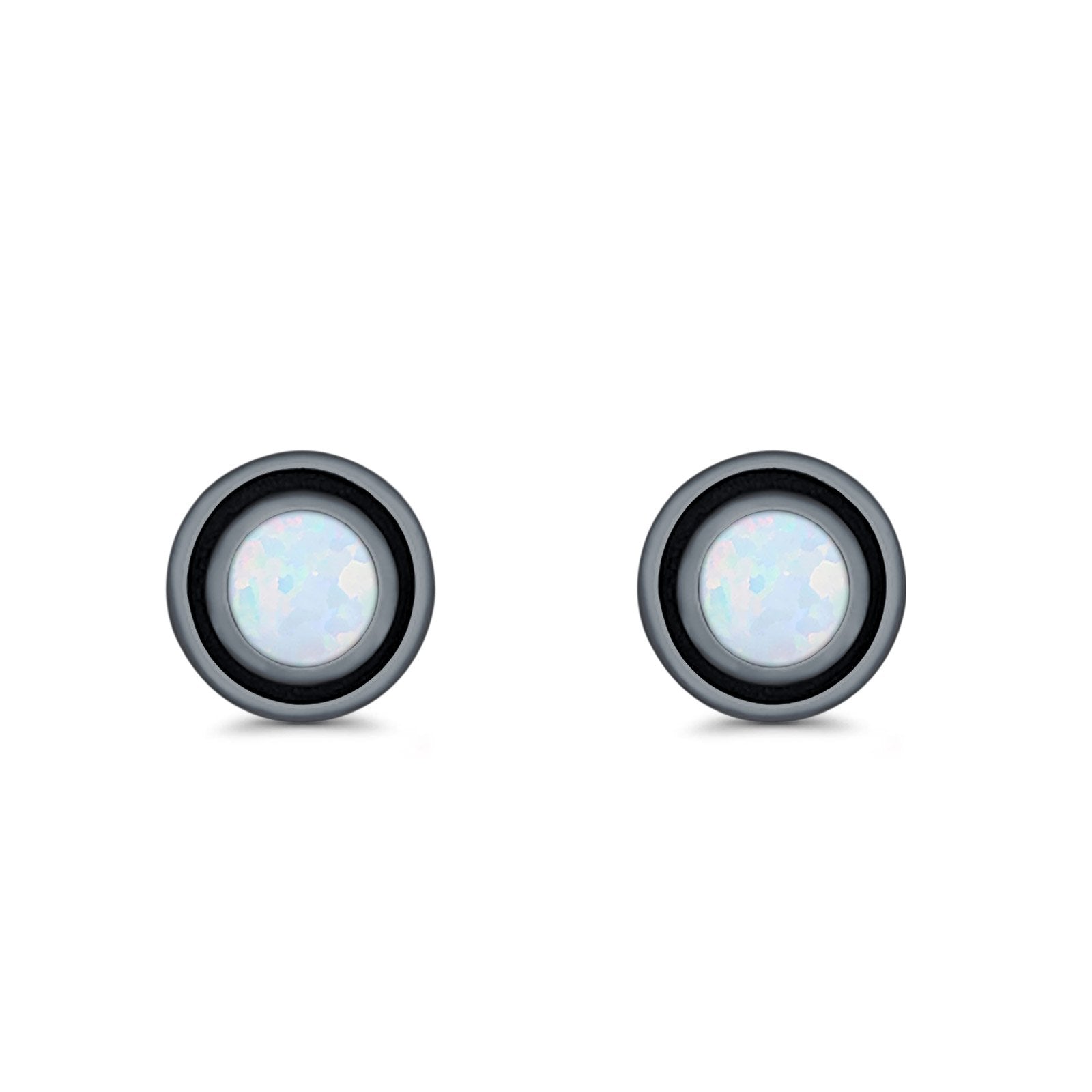 Stud Earrings Round Bali Lab Created Opal 925 Sterling Silver (5mm-10mm)