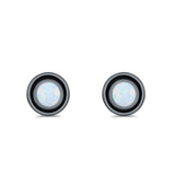 Stud Earrings Round Bali Lab Created Opal 925 Sterling Silver (5mm-10mm)
