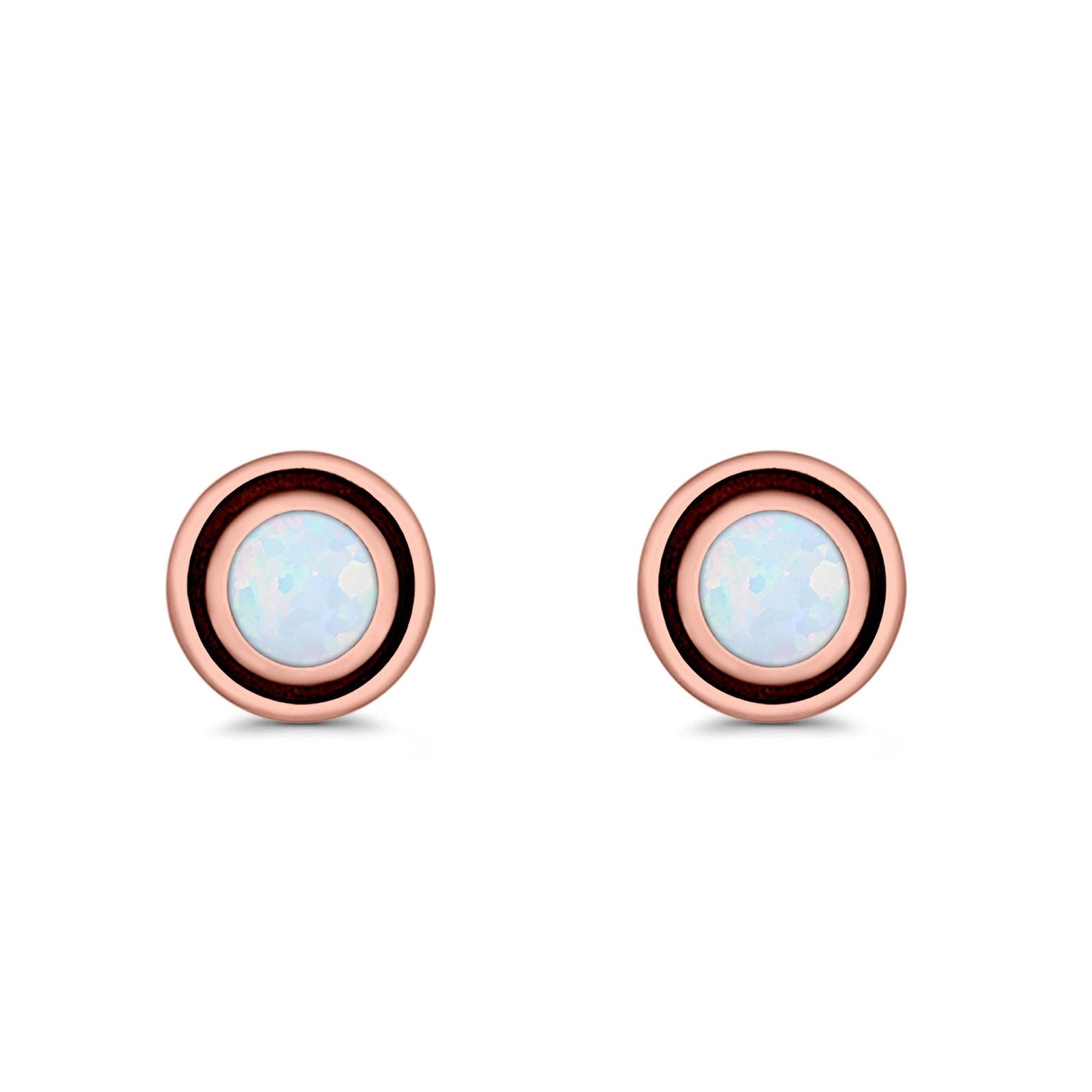 Stud Earrings Round Bali Lab Created Opal 925 Sterling Silver (5mm-10mm)
