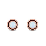 Stud Earrings Round Bali Lab Created Opal 925 Sterling Silver (5mm-10mm)