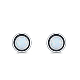 Stud Earrings Round Bali Lab Created Opal 925 Sterling Silver (5mm-10mm)