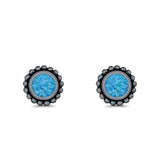 Round Bali Stud Earrings Lab Created Opal 925 Sterling Silver (5mm-10mm)