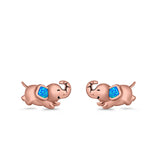 Baby Elephant Stud Earrings Created Opal 925 Sterling Silver (6mm)
