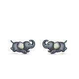 Baby Elephant Stud Earrings Created Opal 925 Sterling Silver (6mm)