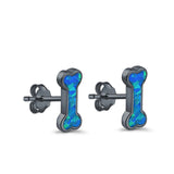 Dog Bone Stud Earrings Created Opal 925 Sterling Silver (5mm)