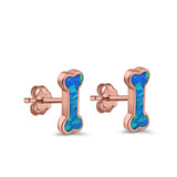 Dog Bone Stud Earrings Created Opal 925 Sterling Silver (5mm)