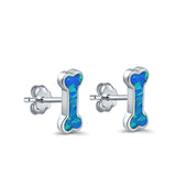 Dog Bone Stud Earrings Created Opal 925 Sterling Silver (5mm)