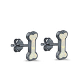 Dog Bone Stud Earrings Created Opal 925 Sterling Silver (5mm)
