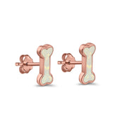 Dog Bone Stud Earrings Created Opal 925 Sterling Silver (5mm)