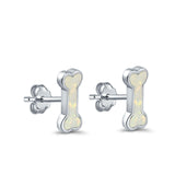 Dog Bone Stud Earrings Created Opal 925 Sterling Silver (5mm)
