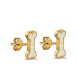 Dog Bone Stud Earrings Created Opal 925 Sterling Silver (5mm)