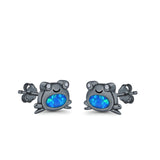 Frog Stud Earrings Created Opal 925 Sterling Silver (6mm)