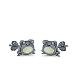 Frog Stud Earrings Created Opal 925 Sterling Silver (6mm)