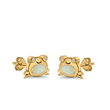 Frog Stud Earrings Created Opal 925 Sterling Silver (6mm)