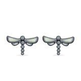 Dragonfly Stud Earrings Lab Created Opal 925 Sterling Silver (7.5mm)