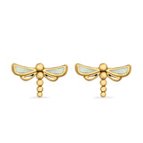 Dragonfly Stud Earrings Lab Created Opal 925 Sterling Silver (7.5mm)