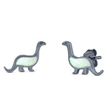 Dinosaur Stud Earring Created Opal 925 Sterling Silver (9mm)