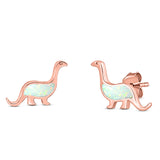 Dinosaur Stud Earring Created Opal 925 Sterling Silver (9mm)