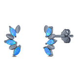 Art Deco Marquise New Style Stud Earring Created Opal Solid 925 Sterling Silver (11.6mm)