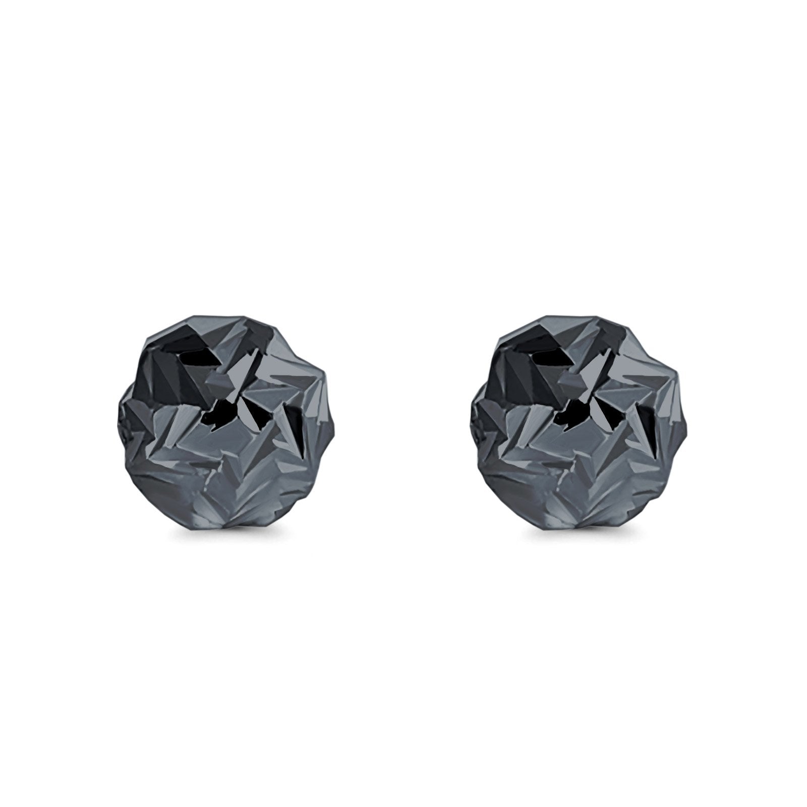 Half Ball Design Diamond Cut Stud Earrings 925 Sterling Silver (10mm)