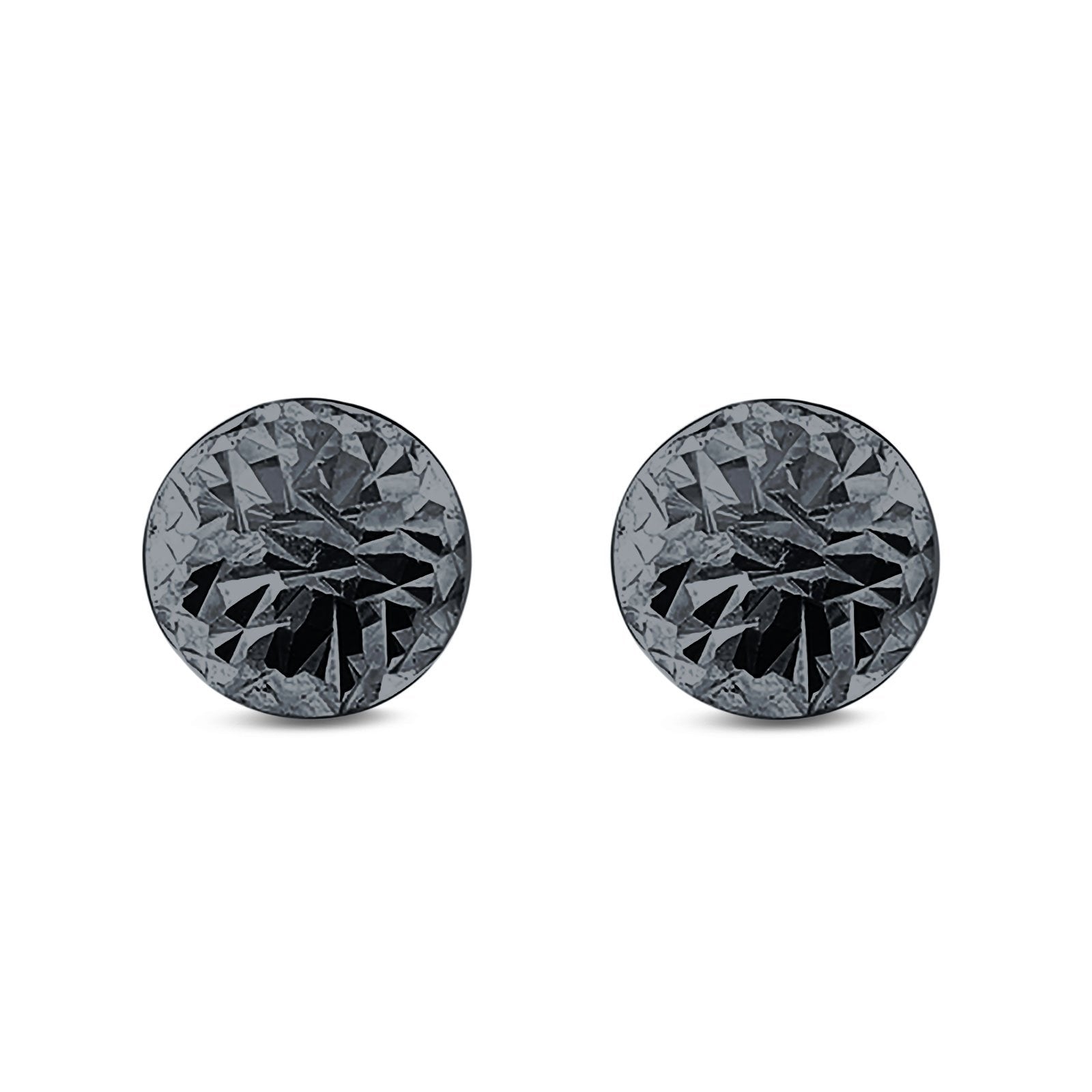 Hand Finish Design Half Ball Stud Earrings 925 Sterling Silver (8mm)