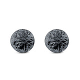 Hand Finish Design Half Ball Stud Earrings 925 Sterling Silver (8mm)
