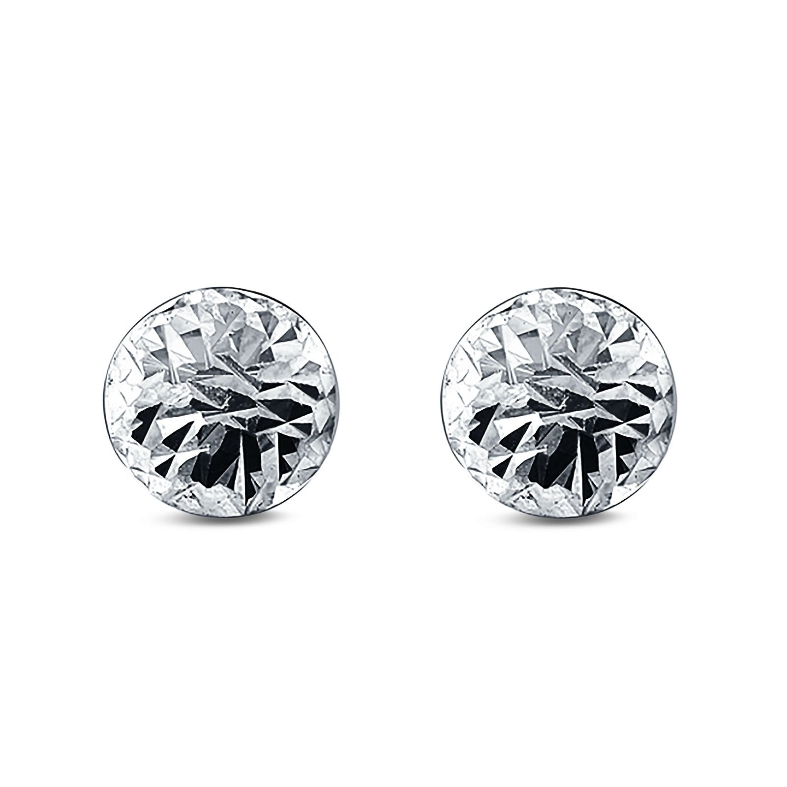Hand Finish Design Half Ball Stud Earrings 925 Sterling Silver (8mm)