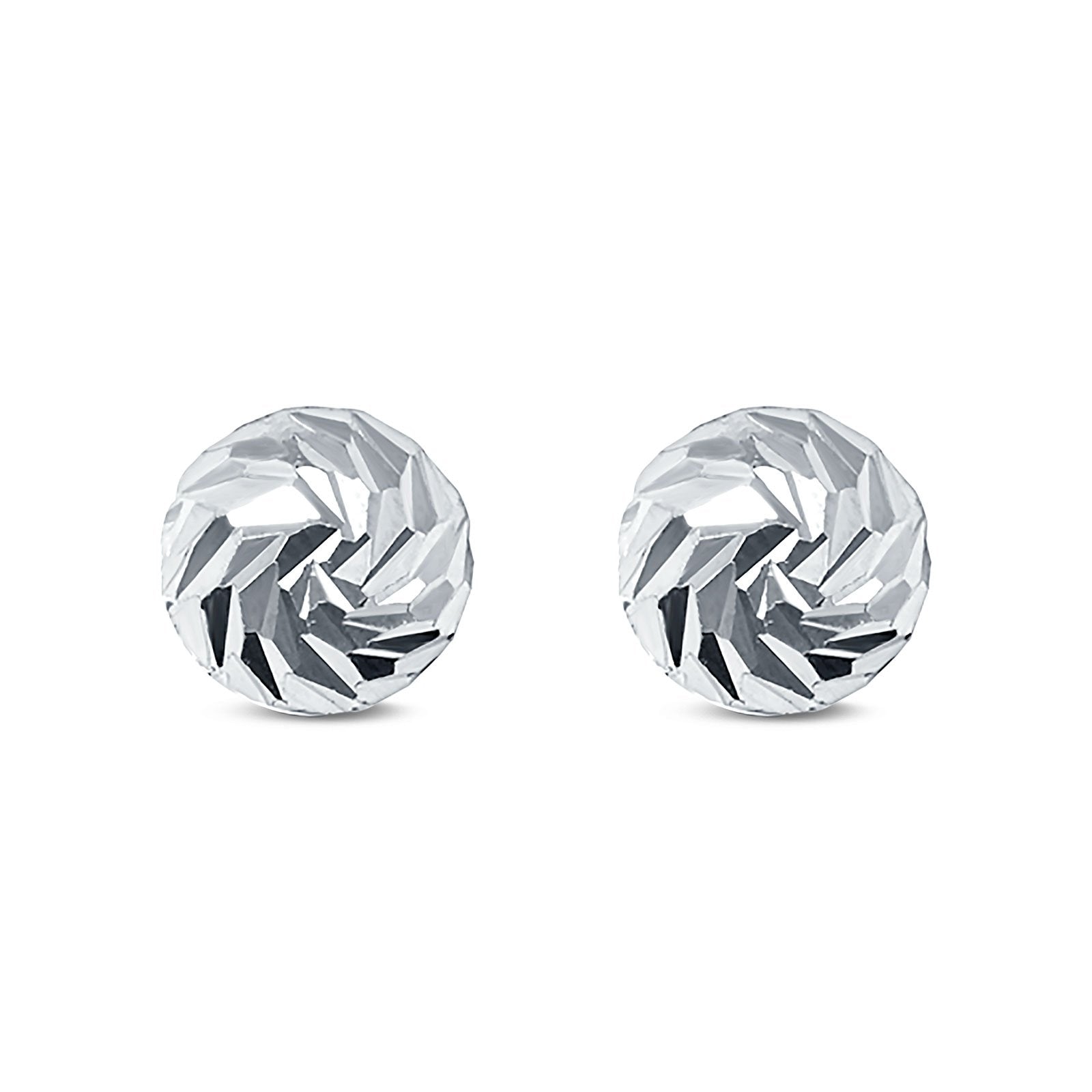 Stud Earrings Half Ball Hand Finish Design 925 Sterling Silver (8mm)