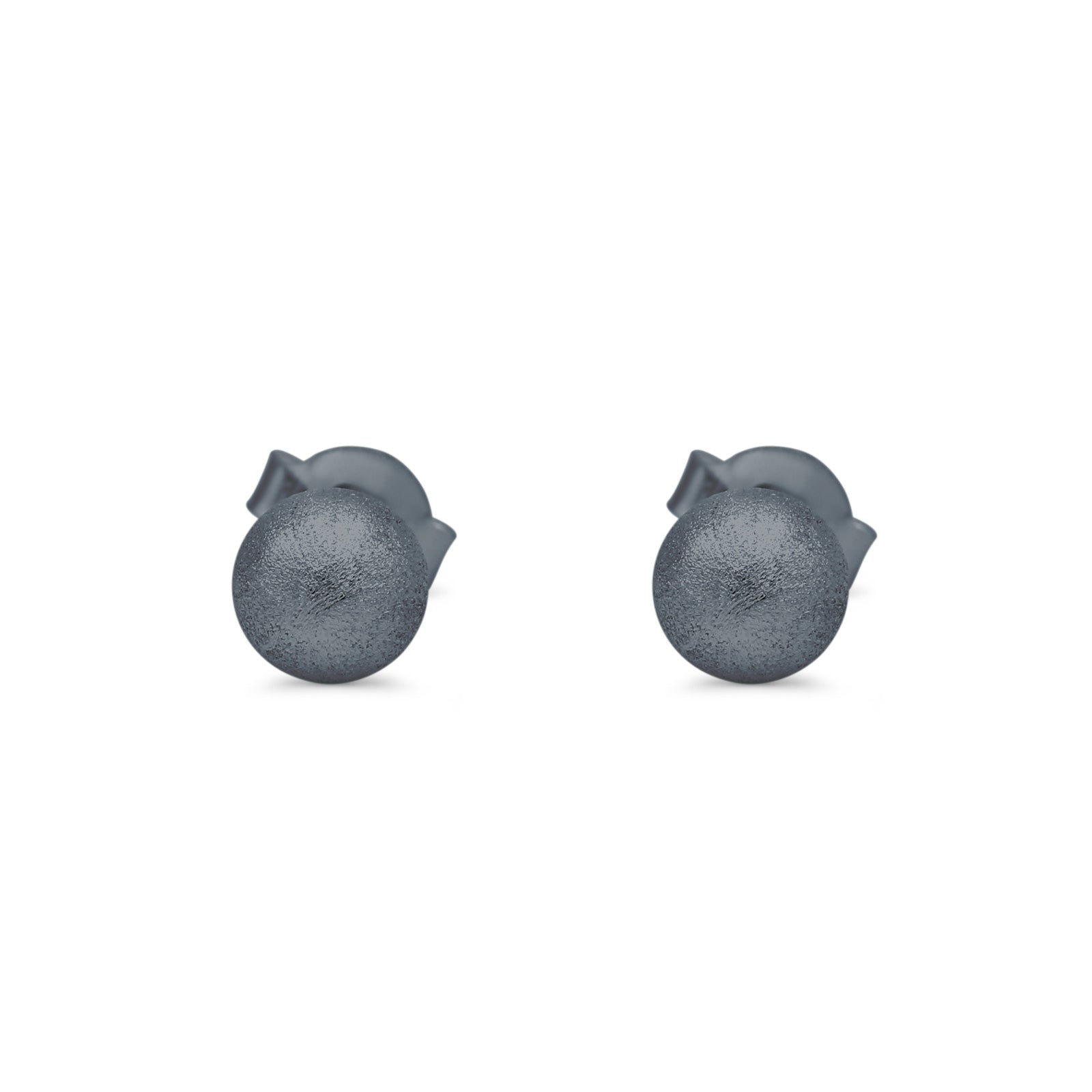 Brushed Screw Ball Round Stud Earrings 925 Sterling Silver (5mm-8mm)