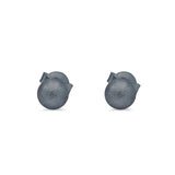 Brushed Screw Ball Round Stud Earrings 925 Sterling Silver (5mm-8mm)