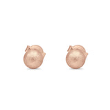 Brushed Screw Ball Round Stud Earrings 925 Sterling Silver (5mm-8mm)