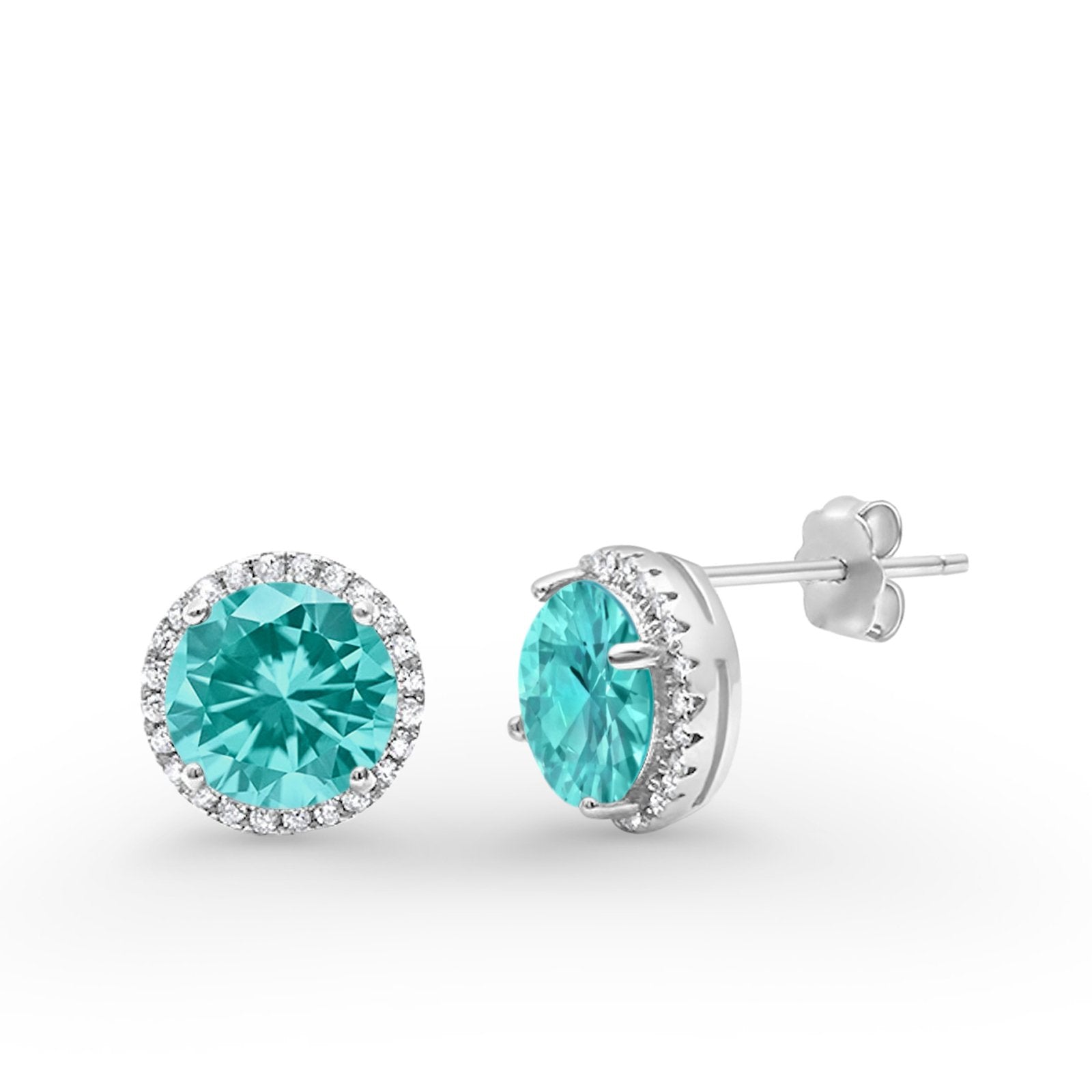 Stud Solitaire Wedding Earrings 925 Sterling Silver Simulated CZ Stud Earrings