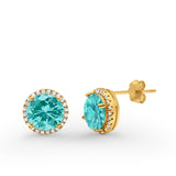 Stud Solitaire Wedding Earrings 925 Sterling Silver Simulated CZ Stud Earrings