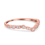 Curved Art Deco 4mm Band Ring Round Eternity Simulated CZ 925 Sterling Silver