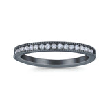 Half Eternity Ring Wedding Engagement Band Round Pave Simulated Cubic Zirconia 925 Sterling Silver (2.5mm)