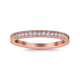Half Eternity Ring Wedding Engagement Band Round Pave Simulated Cubic Zirconia 925 Sterling Silver (2.5mm)