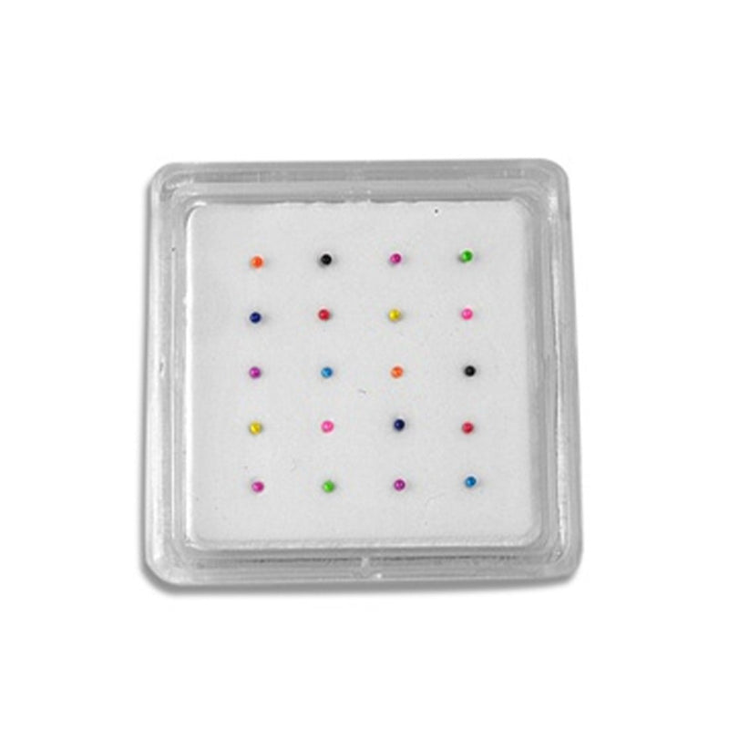 Silver Nose Stud Color Ball 925 Sterling Silver-2mm (20 Nose Studs in a Box)