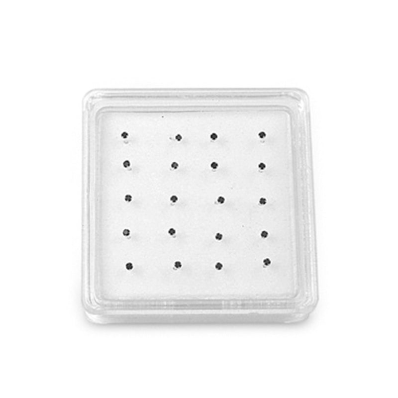 Nose Stud Simulated Black Cubic Zirconia 925 Sterling Silver-1.8mm(20 Nose Studs in a Box)