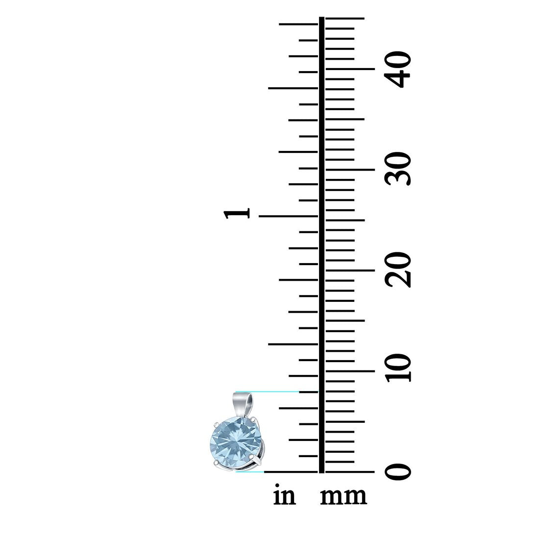 Round Simulated Cubic Zirconia Charm Pendant 925 Sterling Silver (8mm)