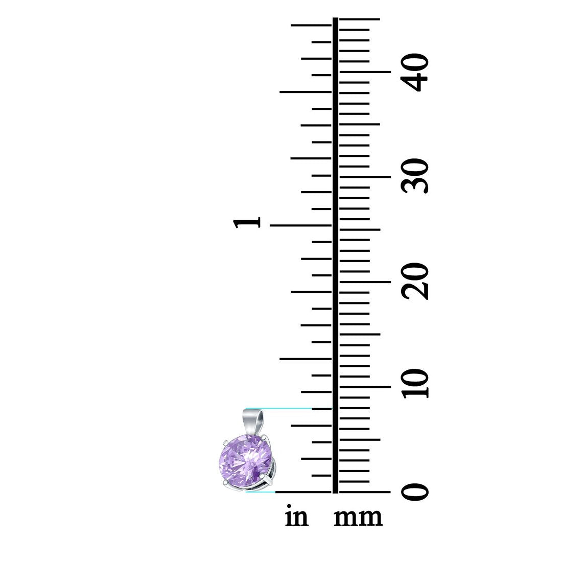 Round Simulated Cubic Zirconia Charm Pendant 925 Sterling Silver (8mm)