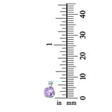 Round Simulated Cubic Zirconia Charm Pendant 925 Sterling Silver (8mm)